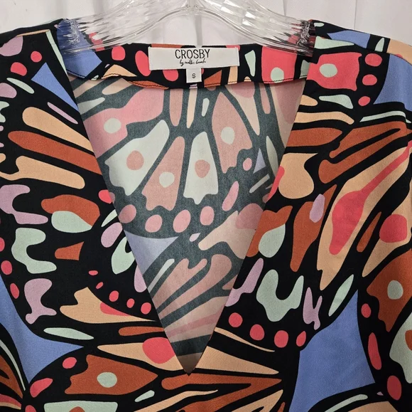 Crosby By Mollie Burch Colorful Butterfly Print Blouse Size S - Picture 4 of 10